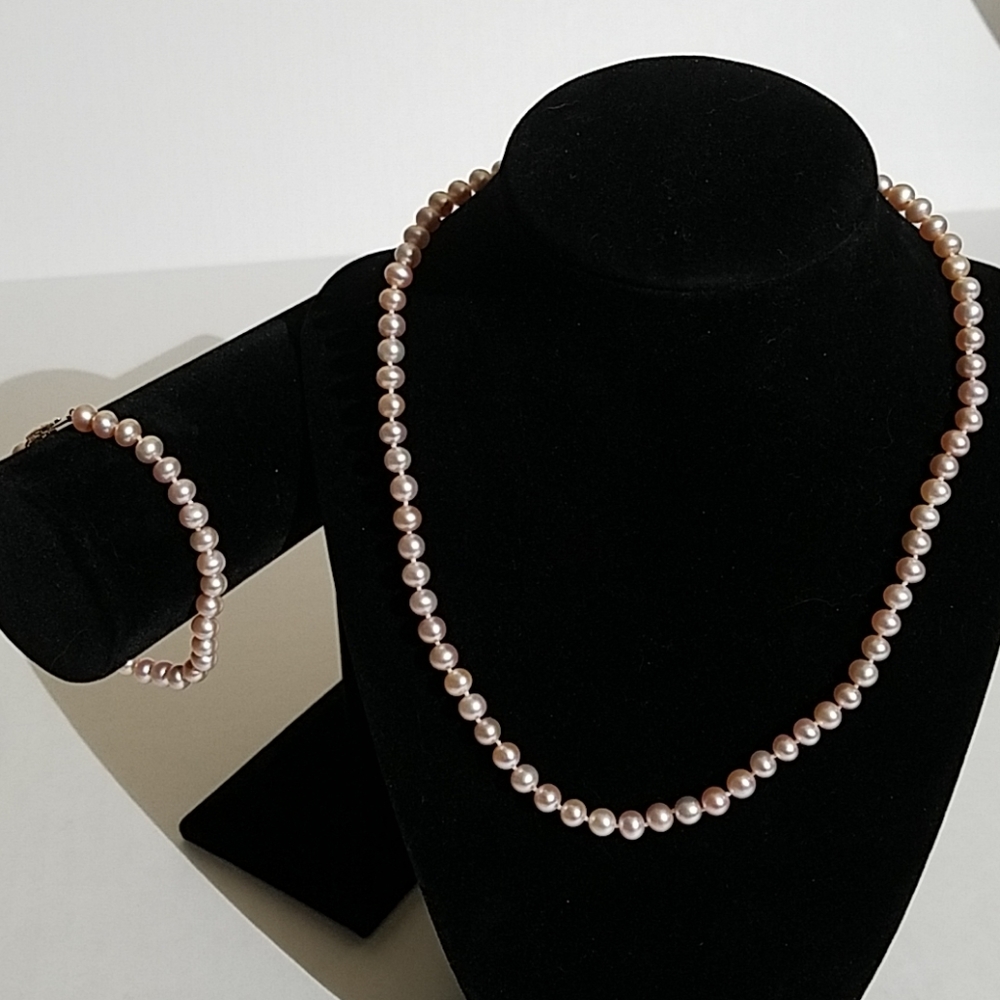 Vintage 14k DIL pearl necklace and bracelet 3b6
